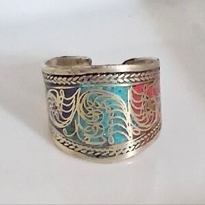 TURQUOISE INLAY RING ADUSTABLE 9-11